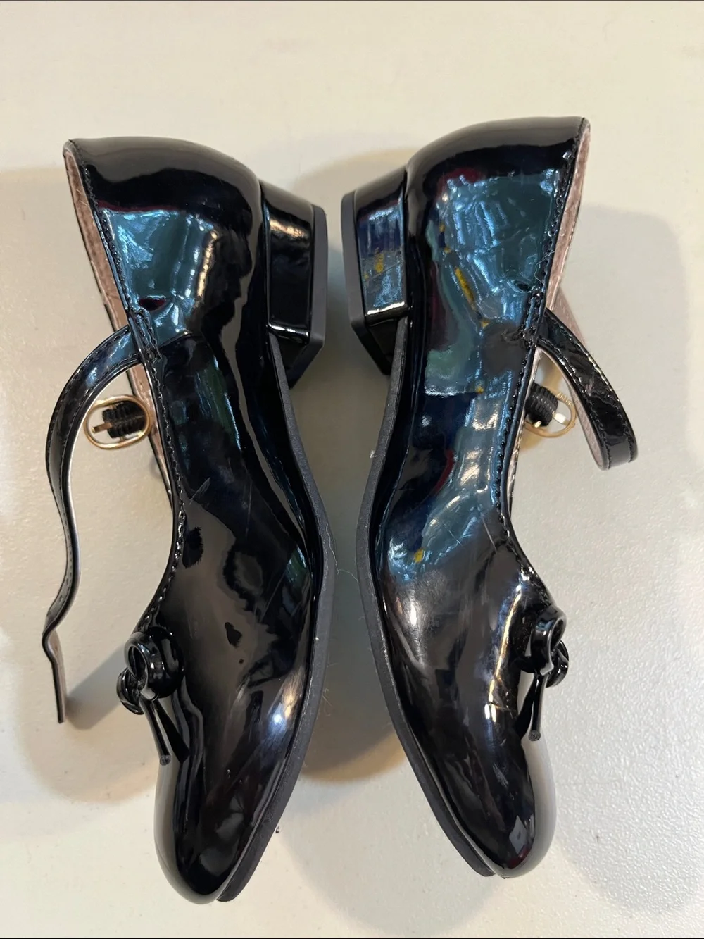 The Children's Place Black Patent Mary Jane Flats with Bow Strap